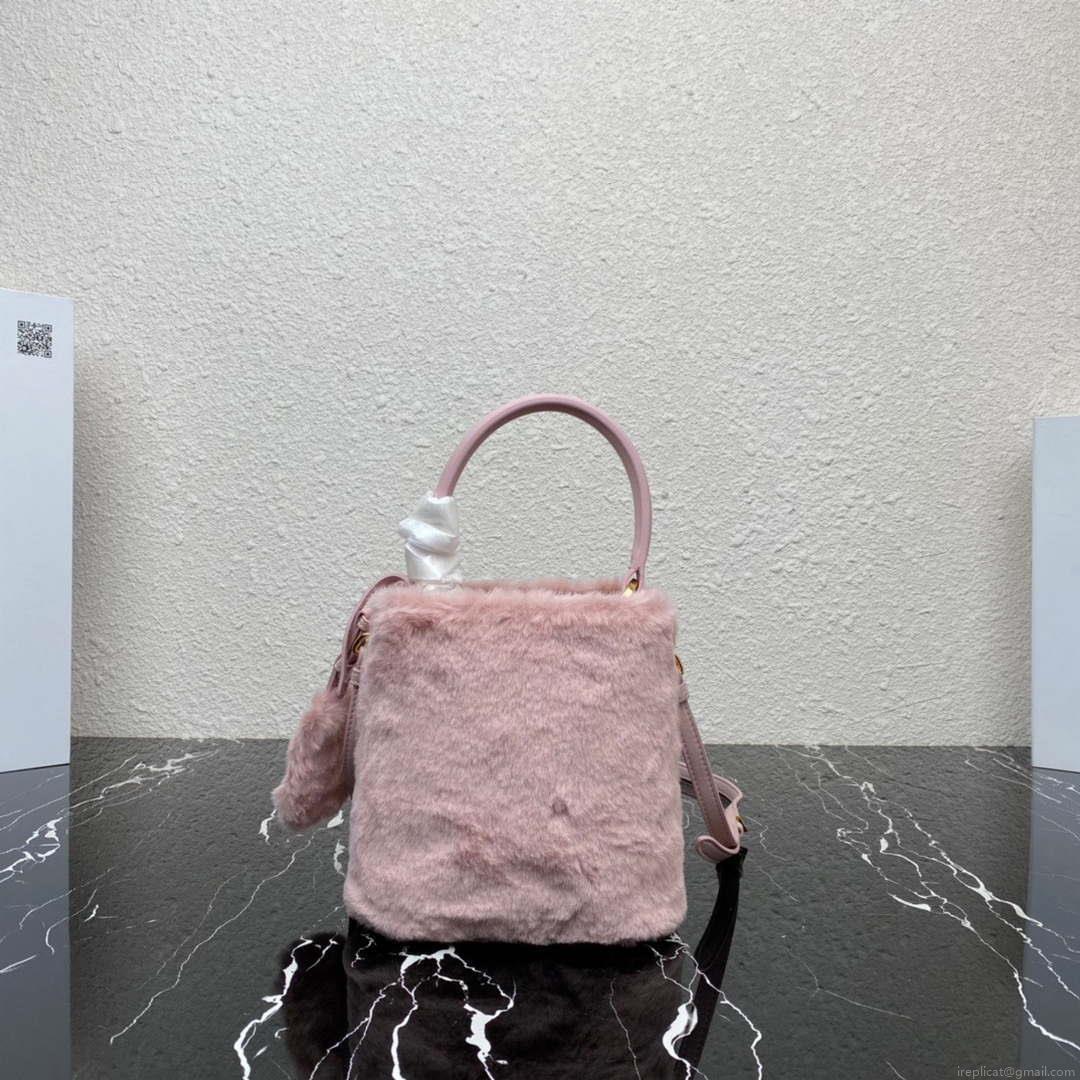 Prada 1BA373 Prada Panier shearling mini-bag Pink