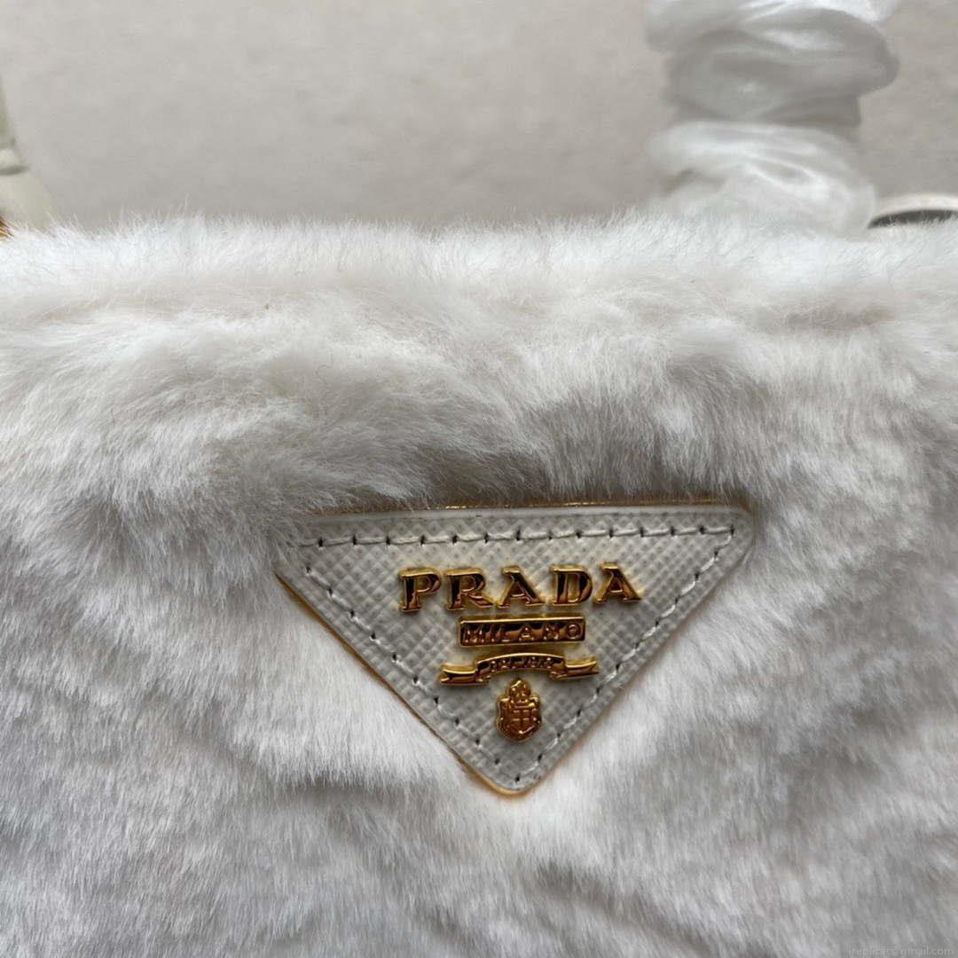 Prada 1BA373 Prada Panier shearling mini-bag White