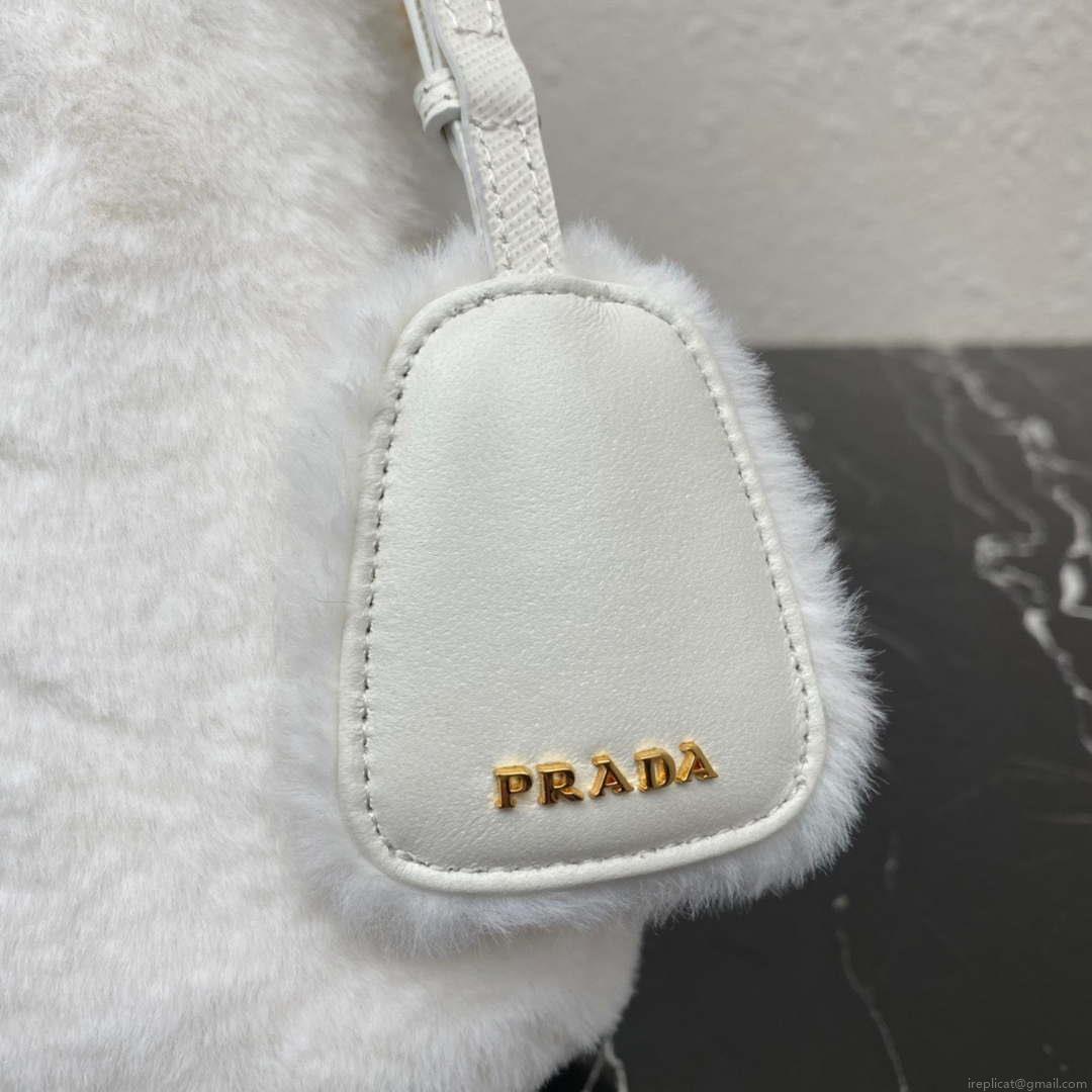 Prada 1BA373 Prada Panier shearling mini-bag White