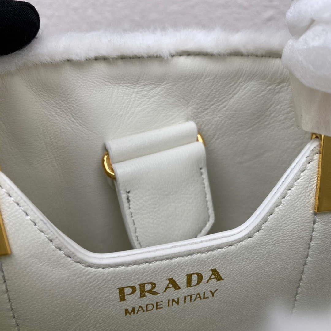 Prada 1BA373 Prada Panier shearling mini-bag White