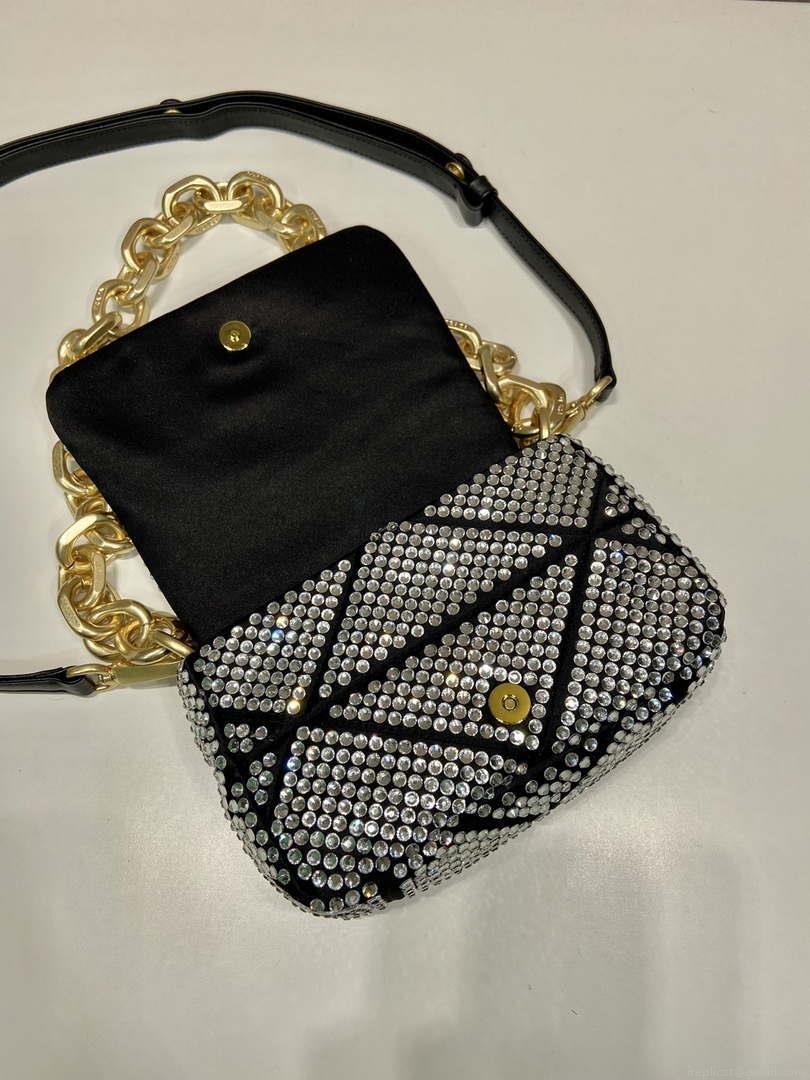 Prada 1BD329 Satin mini-bag with Crystals Black