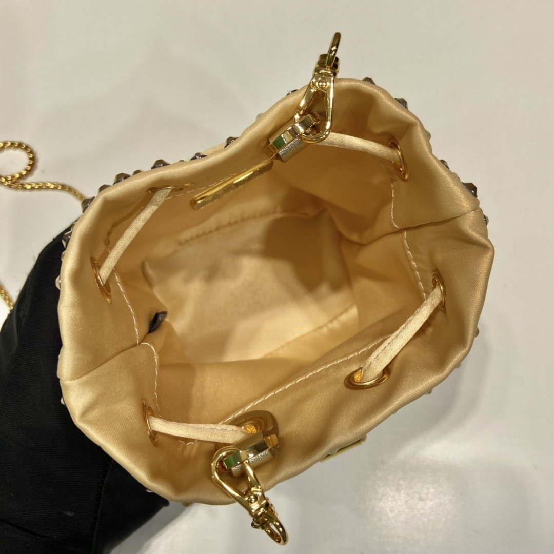 Prada 1BD016 Prada Crystal mini bucket bag Gold
