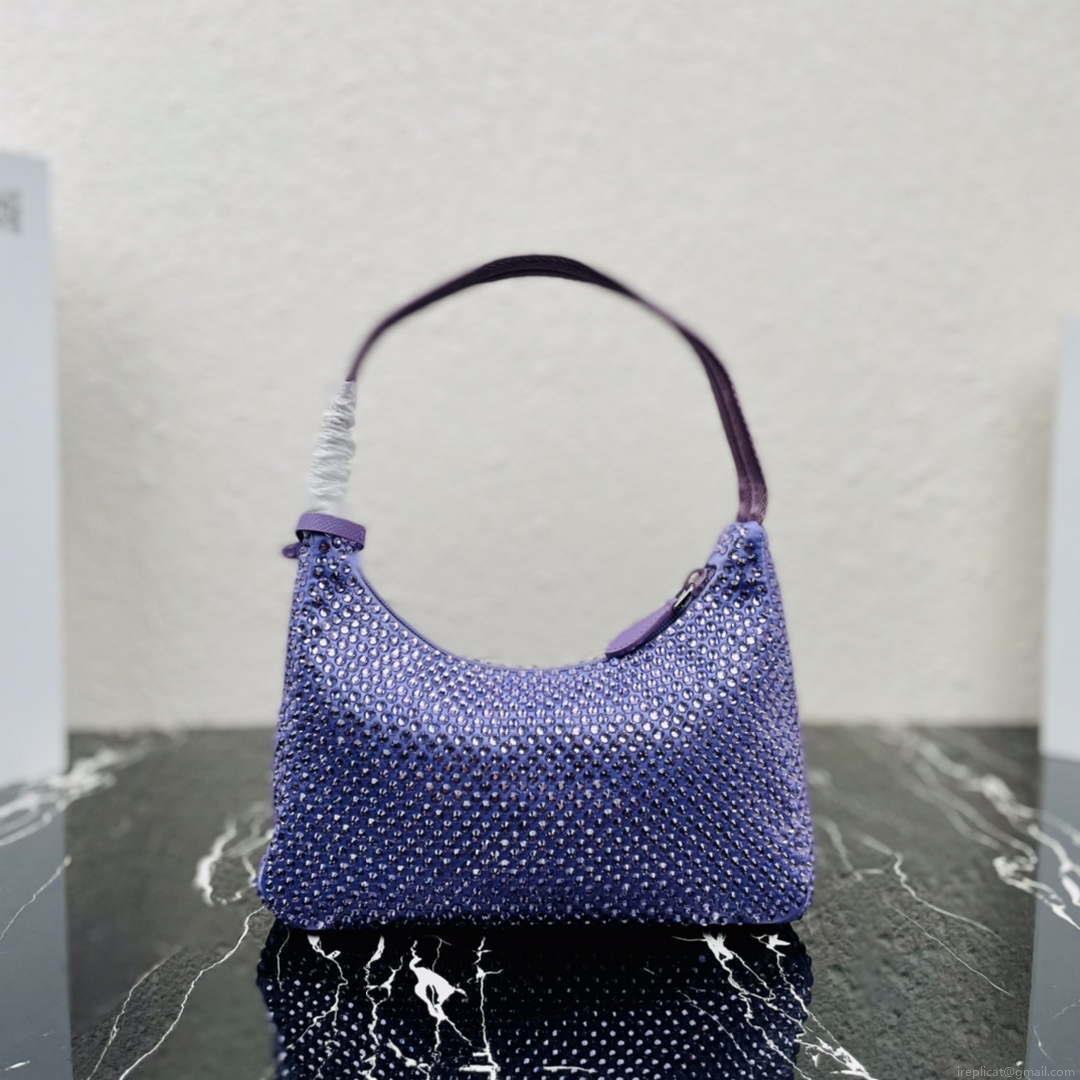 Prada 1NE515 Satin mini-bag with artificial crystals Purple