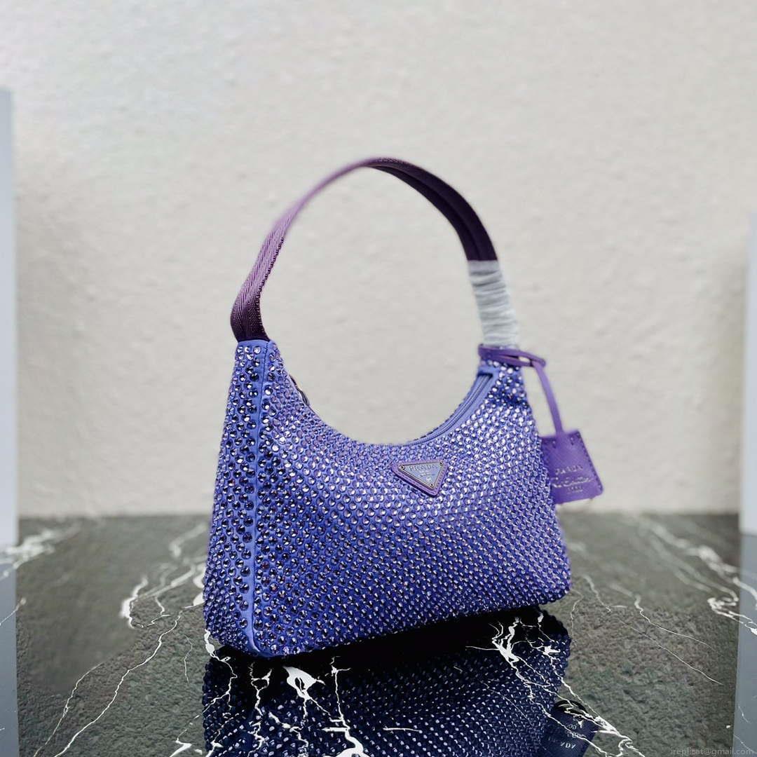 Prada 1NE515 Satin mini-bag with artificial crystals Purple