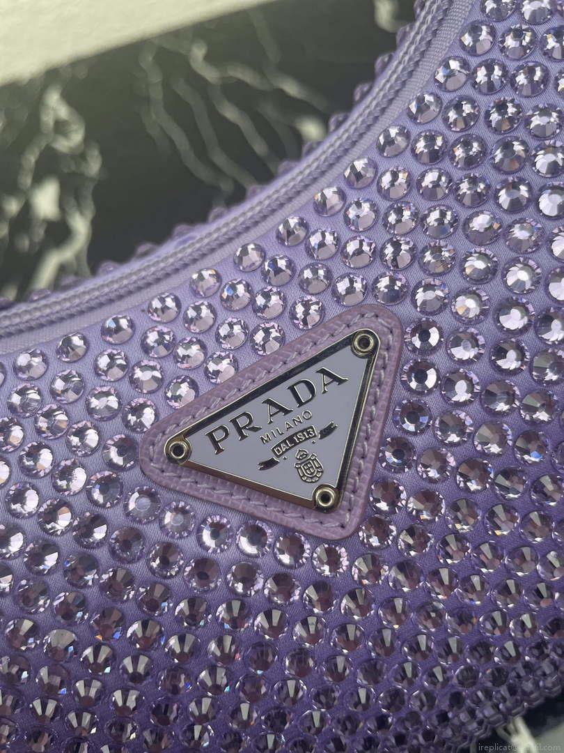 Prada 1NE515 Satin mini-bag with artificial crystals Purple
