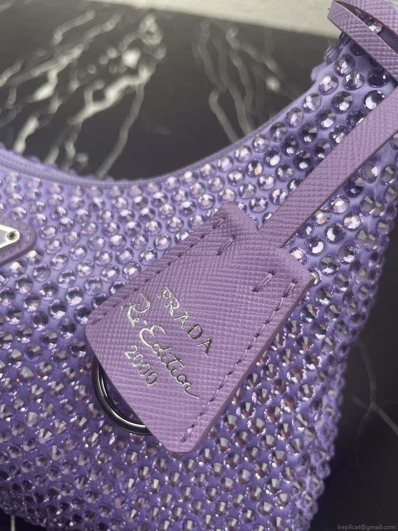 Prada 1NE515 Satin mini-bag with artificial crystals Purple