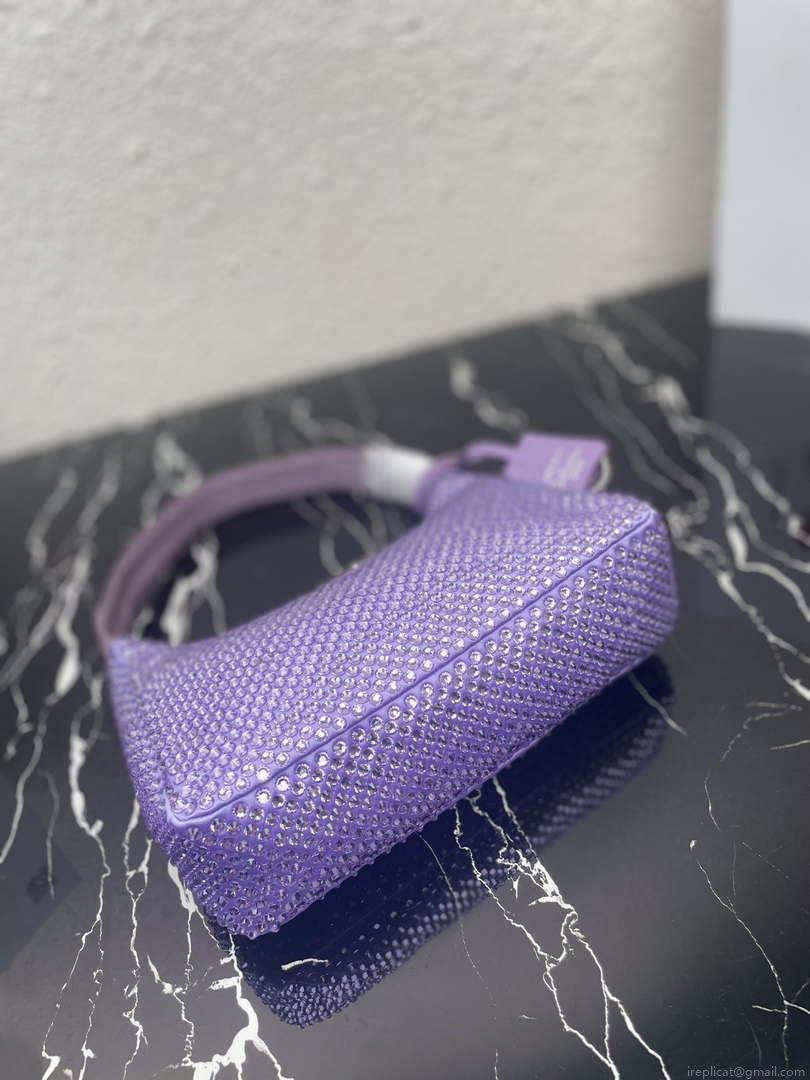 Prada 1NE515 Satin mini-bag with artificial crystals Purple