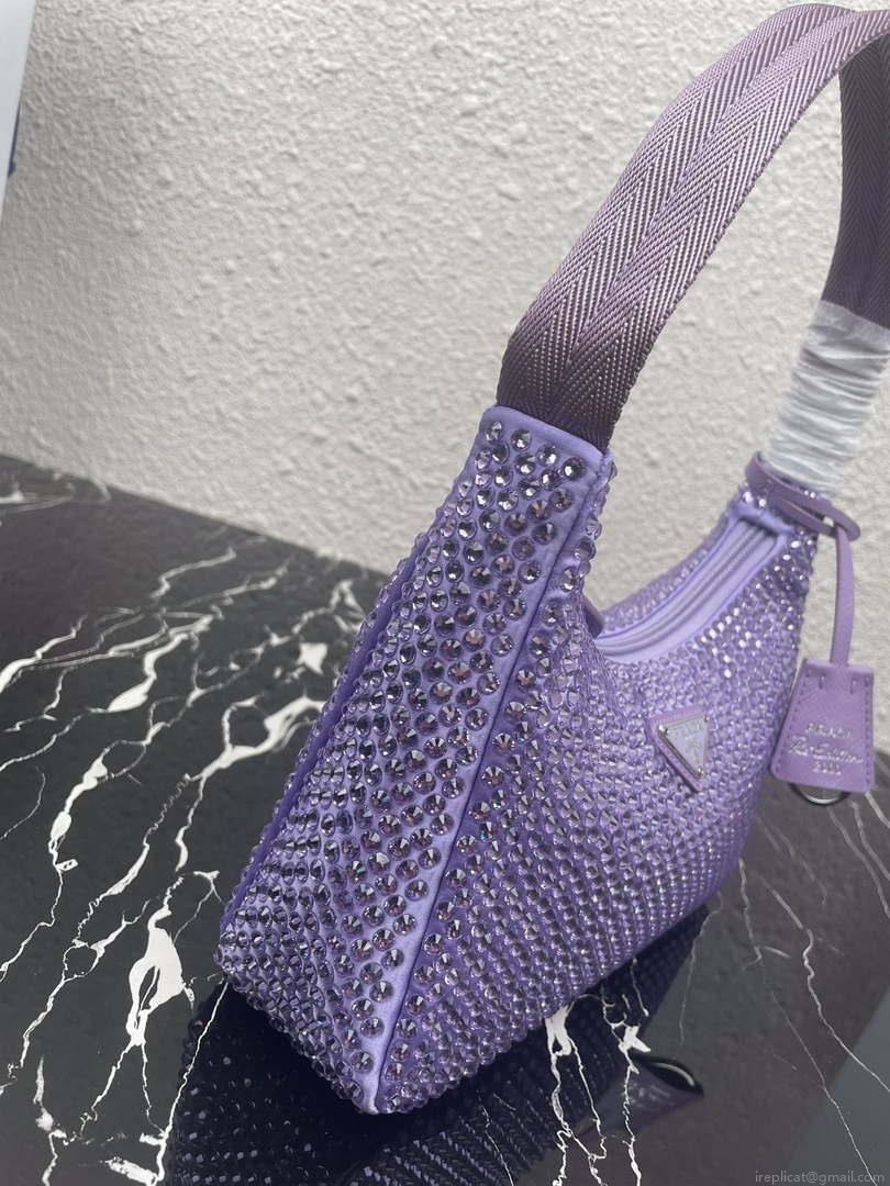 Prada 1NE515 Satin mini-bag with artificial crystals Purple
