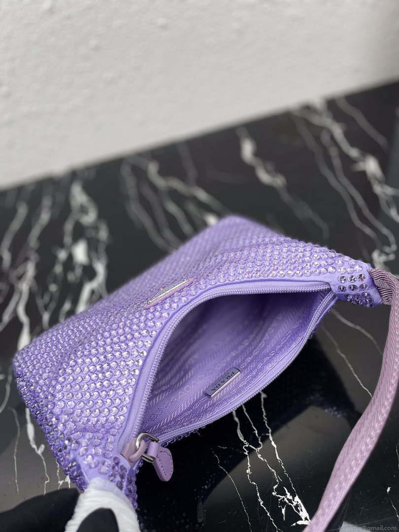 Prada 1NE515 Satin mini-bag with artificial crystals Purple