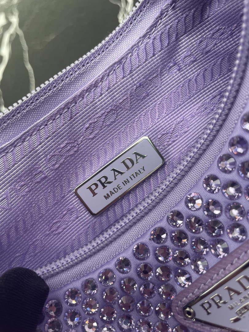 Prada 1NE515 Satin mini-bag with artificial crystals Purple