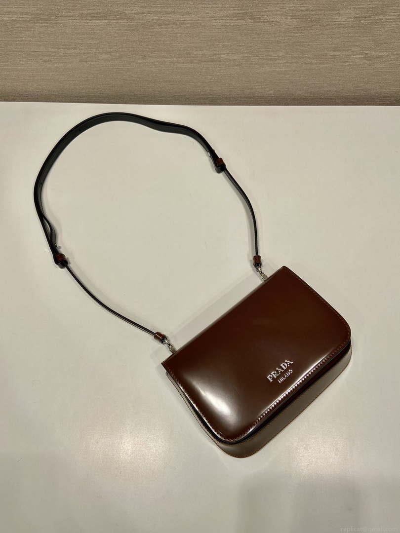 Prada 2VD061 Black Brushed Leather Mini-bag With Shoulder Strap Brown