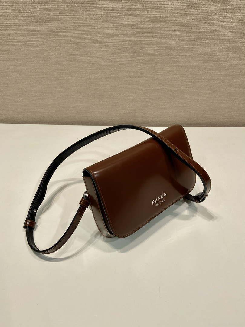 Prada 2VD061 Black Brushed Leather Mini-bag With Shoulder Strap Brown
