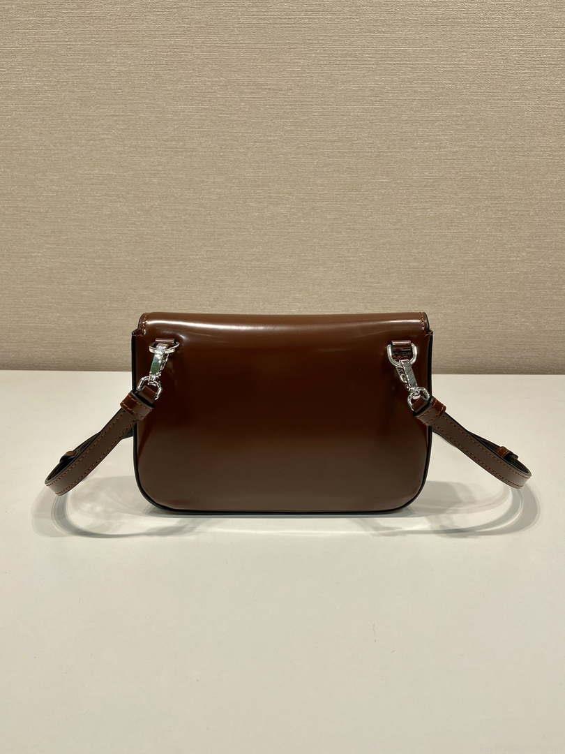 Prada 2VD061 Black Brushed Leather Mini-bag With Shoulder Strap Brown