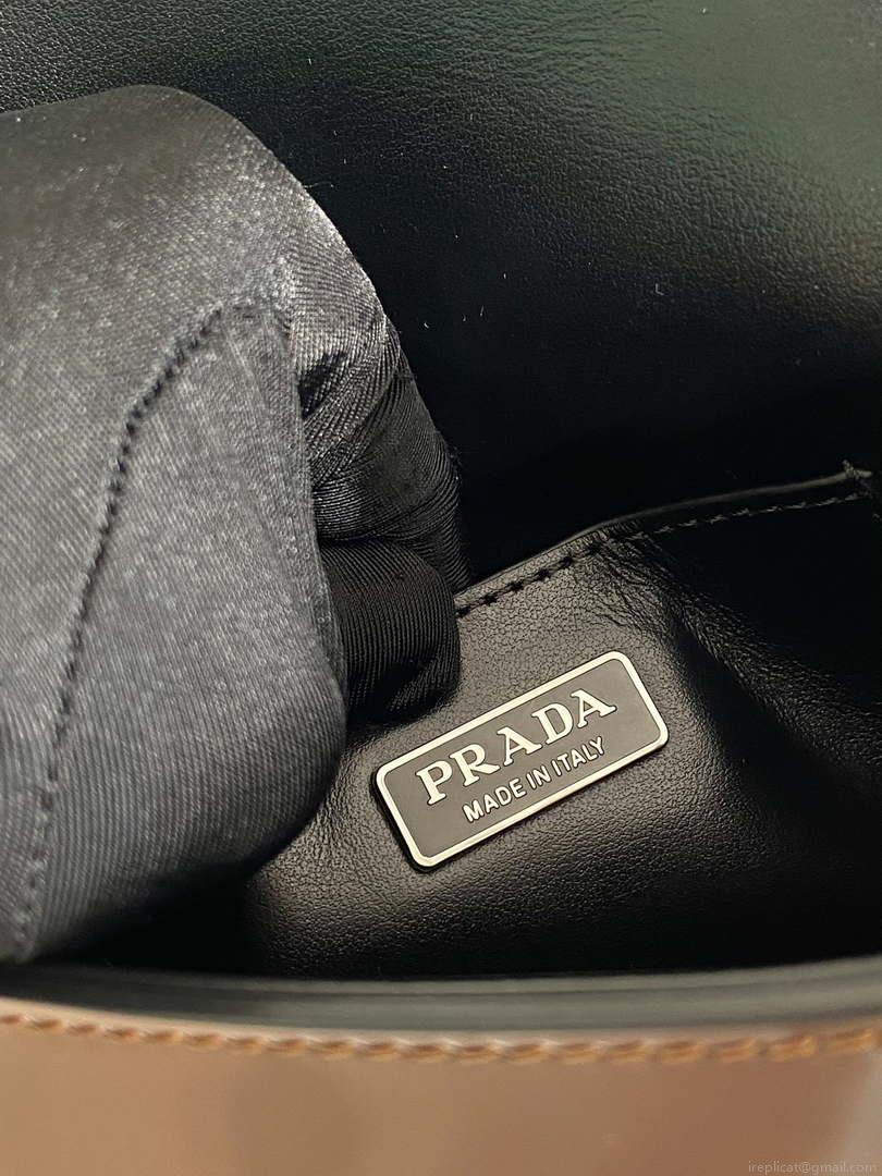 Prada 2VD061 Black Brushed Leather Mini-bag With Shoulder Strap Brown