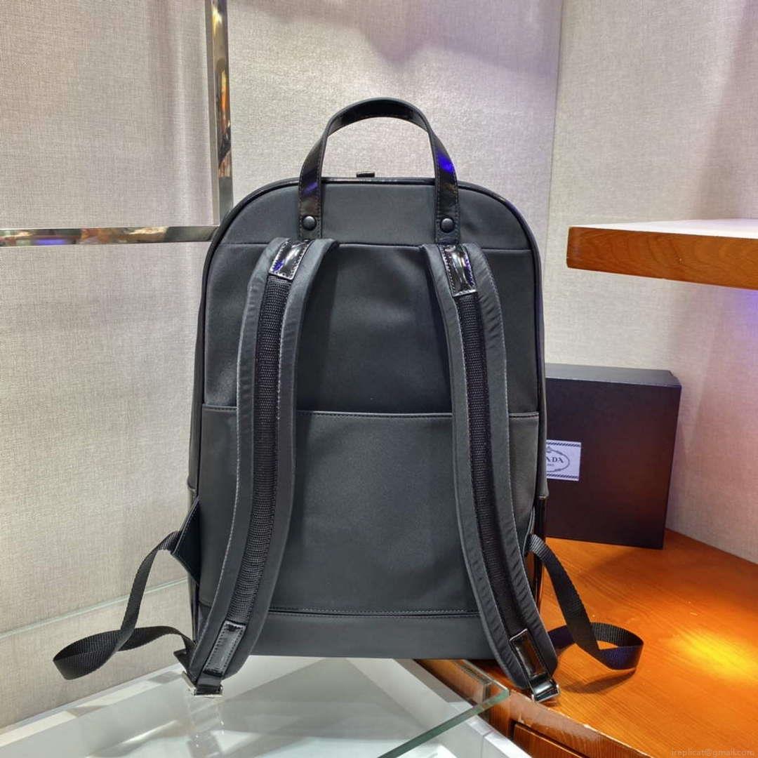 Prada 2VZ084 Re-Nylon and Leather Backpack Black
