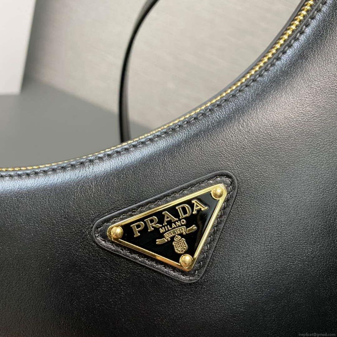 Prada 1BC194 Prada Arqué Leather Shoulder Bag Black