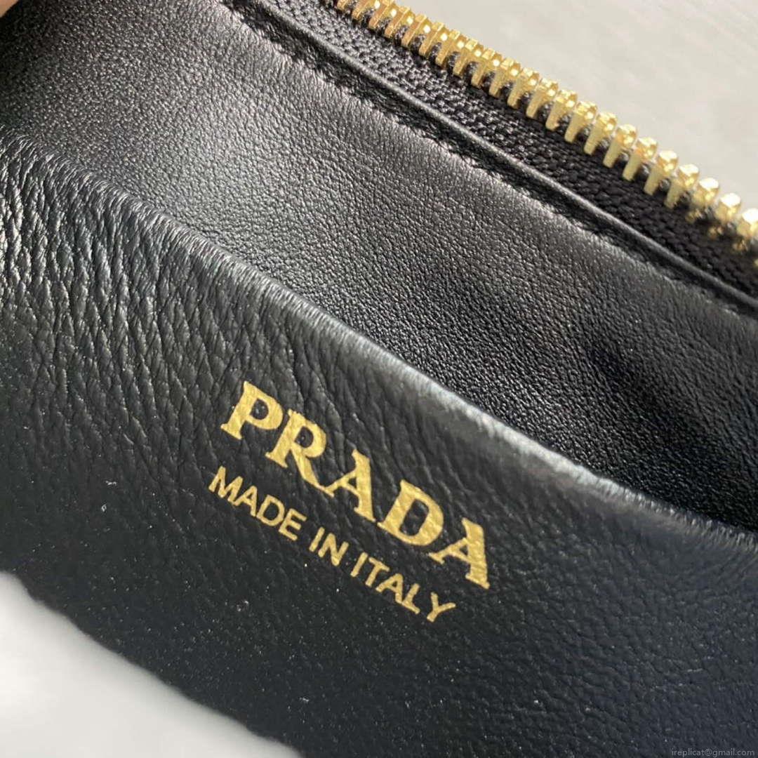 Prada 1BC194 Prada Arqué Leather Shoulder Bag Black