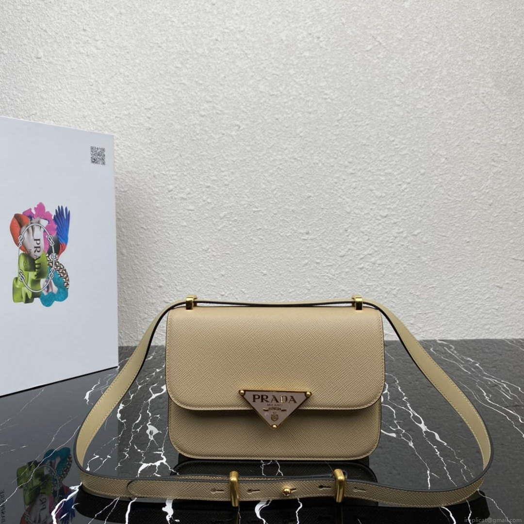 Prada 1BD320 Prada Emblème Saffiano Shoulder Bag Tan