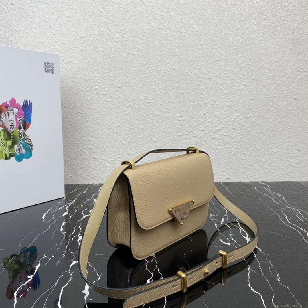 Prada 1BD320 Prada Emblème Saffiano Shoulder Bag Tan