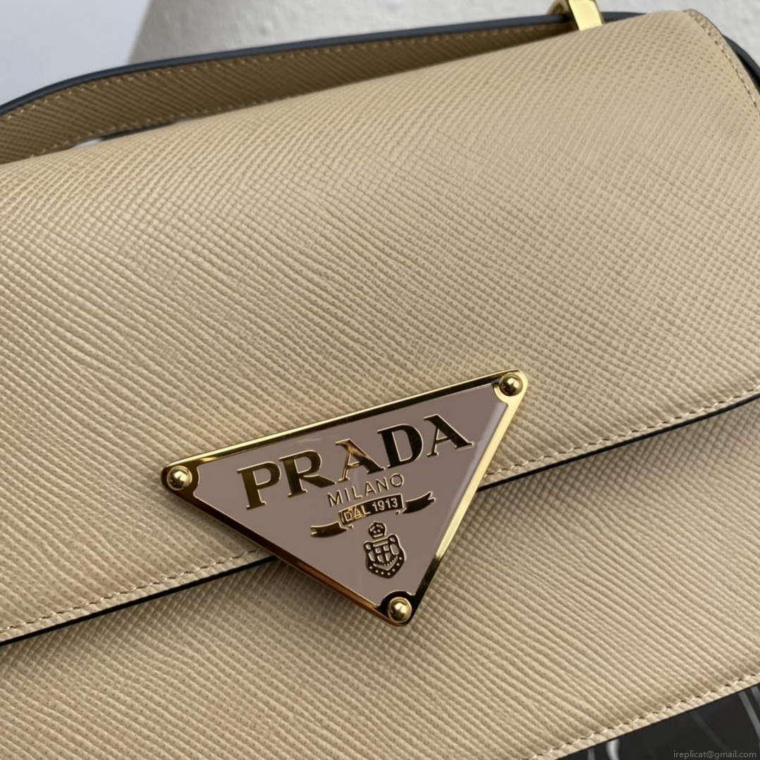Prada 1BD320 Prada Emblème Saffiano Shoulder Bag Tan