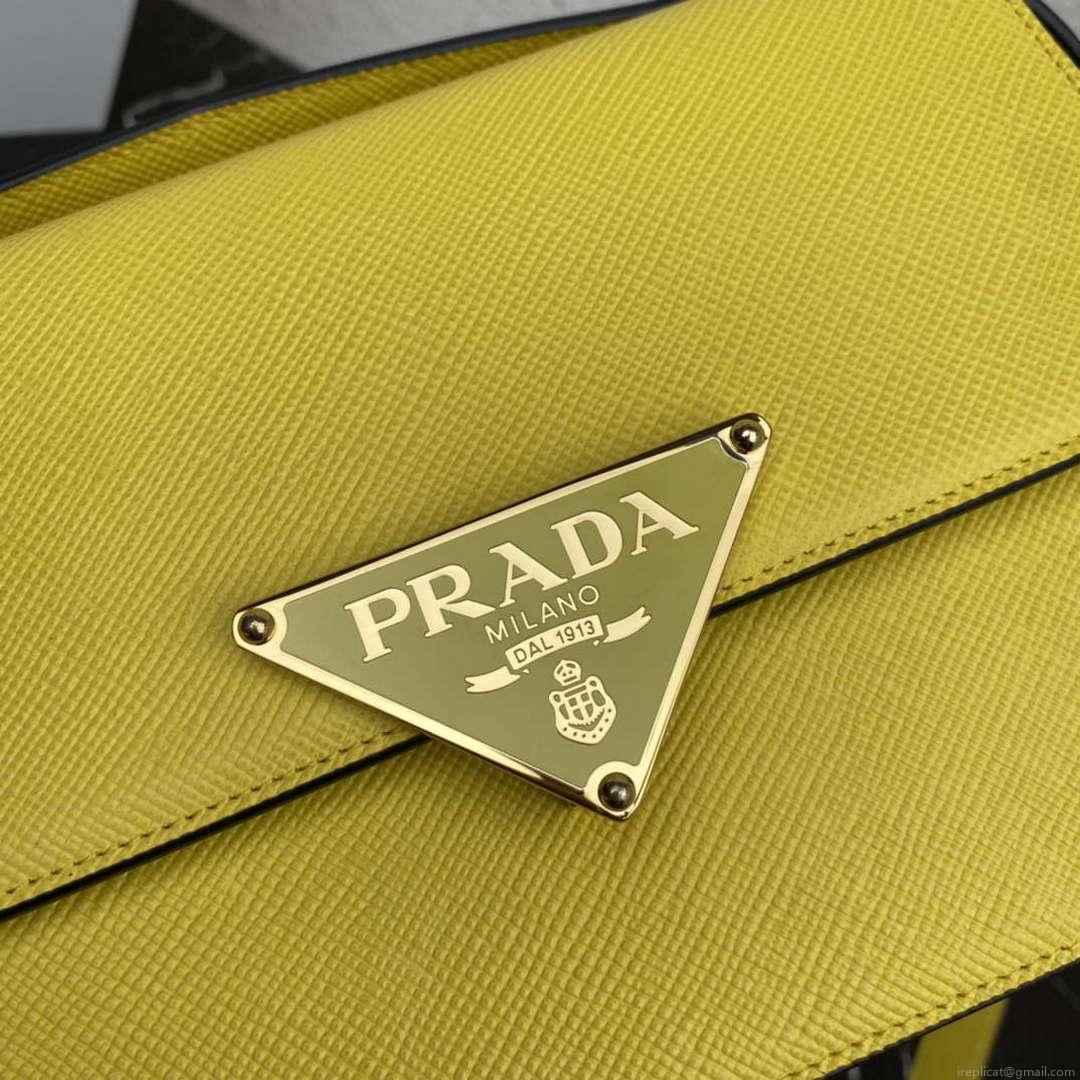 Prada 1BD320 Prada Emblème Saffiano Shoulder Bag Yellow
