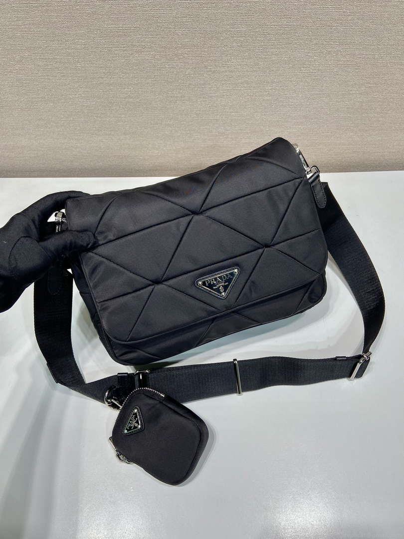 Prada 1BD290 Padded Re-Nylon shoulder bag Black