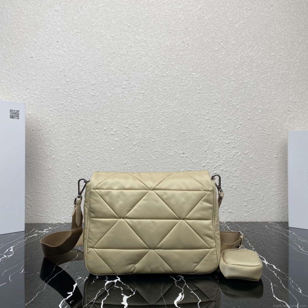 Prada 1BD290 Padded Re-Nylon shoulder bag Apricot