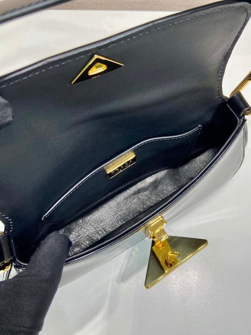 Prada 1BD345 Brushed leather shoulder bag Black