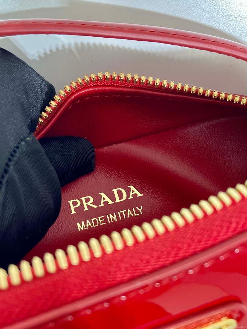 Prada 1BH206 Odette patent leather mini-bag Red