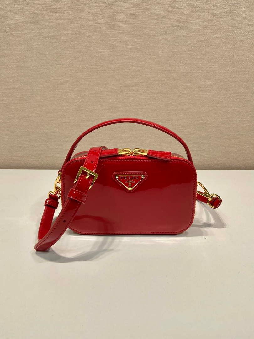 Prada 1BH206 Odette patent leather mini-bag Red