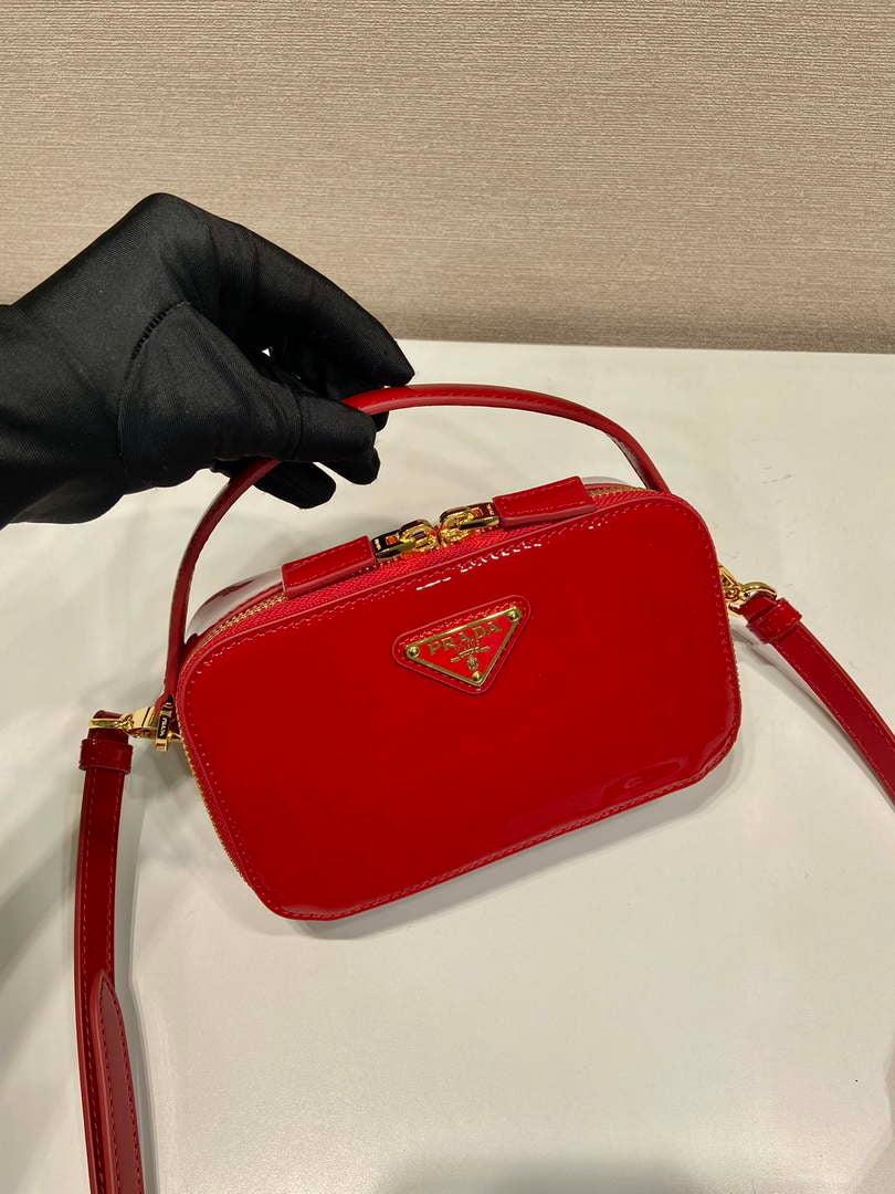 Prada 1BH206 Odette patent leather mini-bag Red