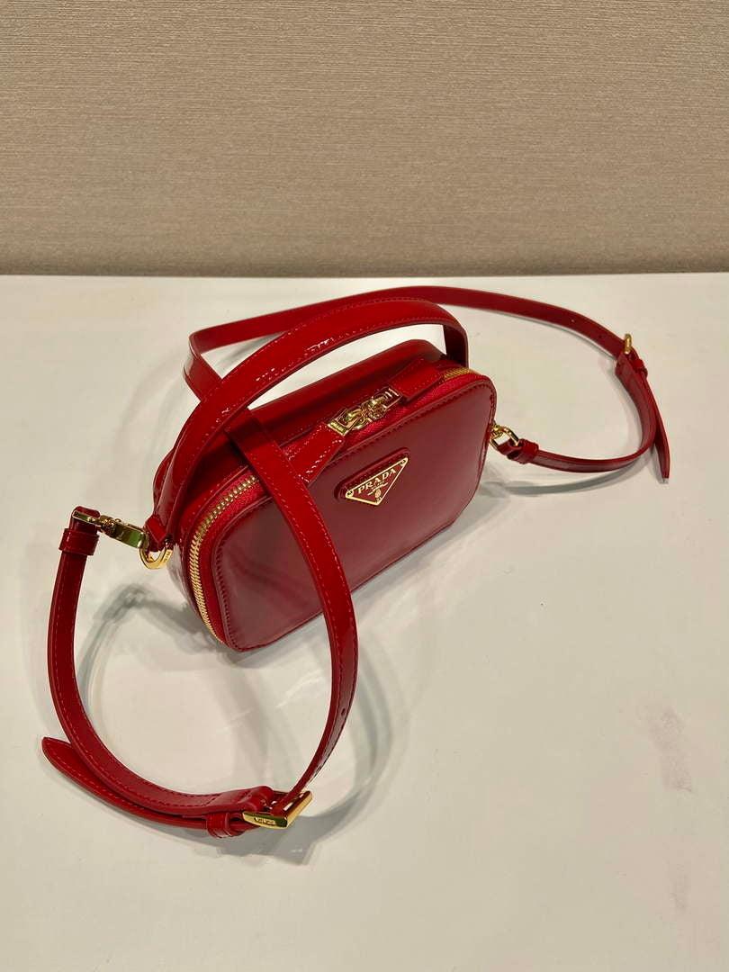 Prada 1BH206 Odette patent leather mini-bag Red