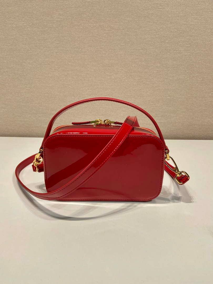 Prada 1BH206 Odette patent leather mini-bag Red