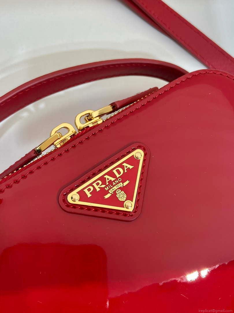 Prada 1BH206 Odette patent leather mini-bag Red