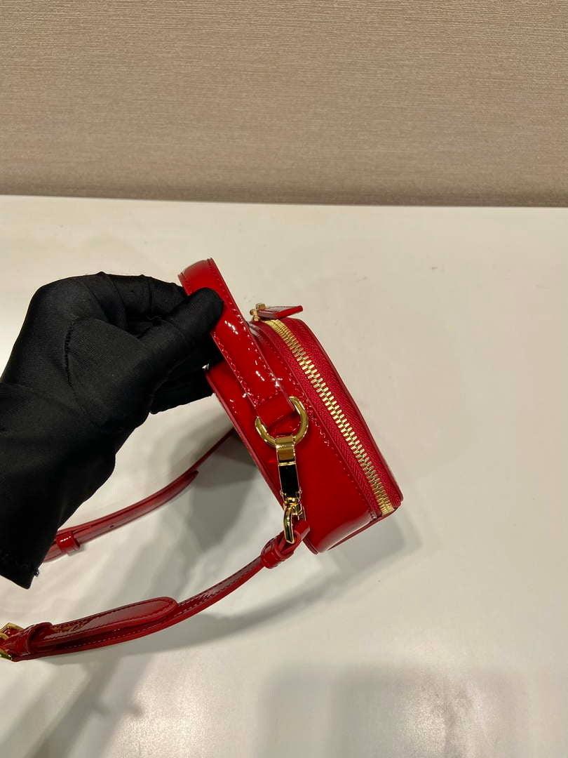 Prada 1BH206 Odette patent leather mini-bag Red