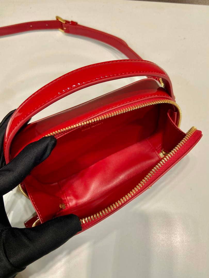Prada 1BH206 Odette patent leather mini-bag Red