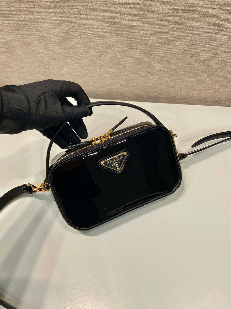 Prada 1BH206 Odette patent leather mini-bag Black