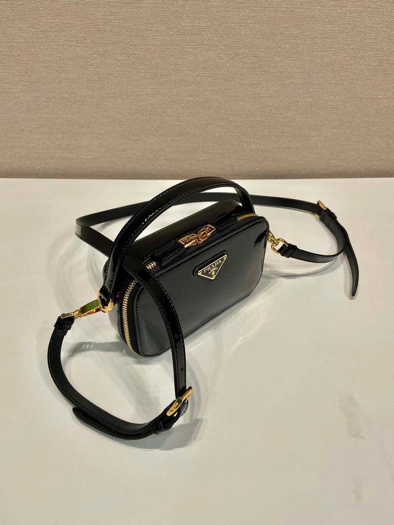 Prada 1BH206 Odette patent leather mini-bag Black