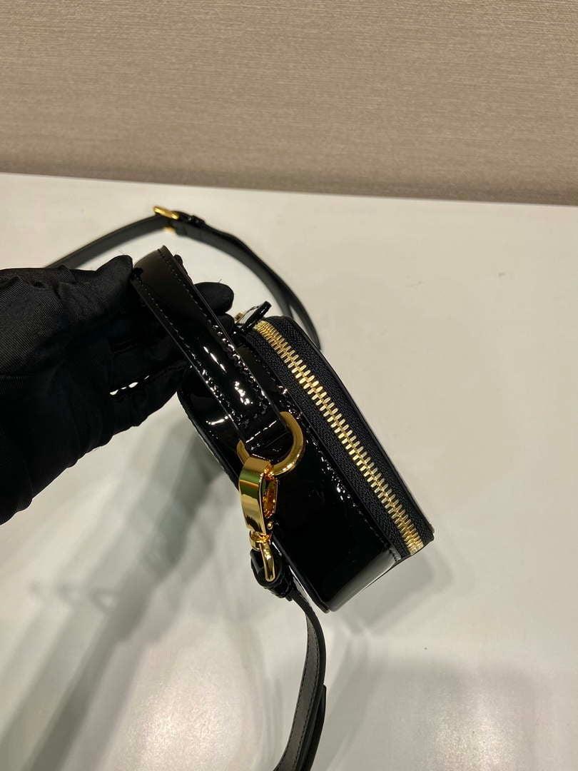 Prada 1BH206 Odette patent leather mini-bag Black