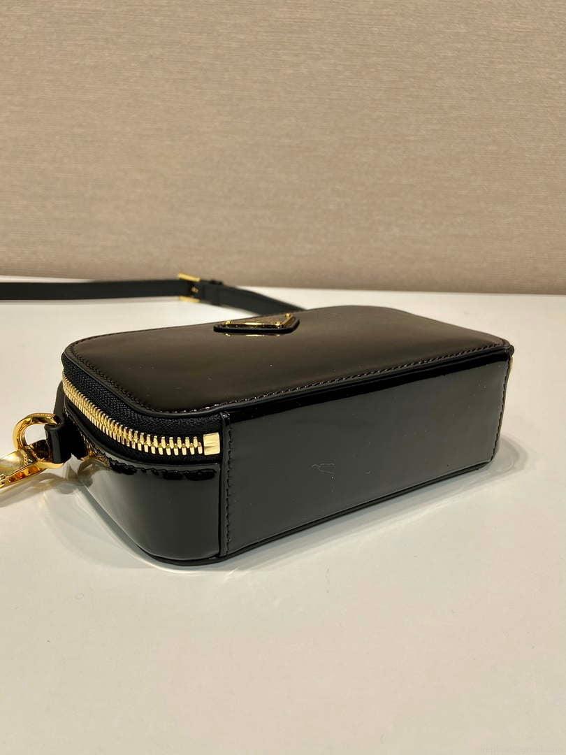Prada 1BH206 Odette patent leather mini-bag Black