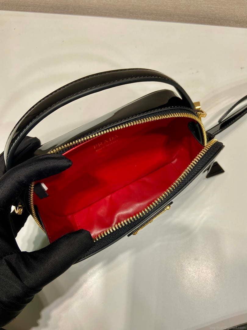 Prada 1BH206 Odette patent leather mini-bag Black