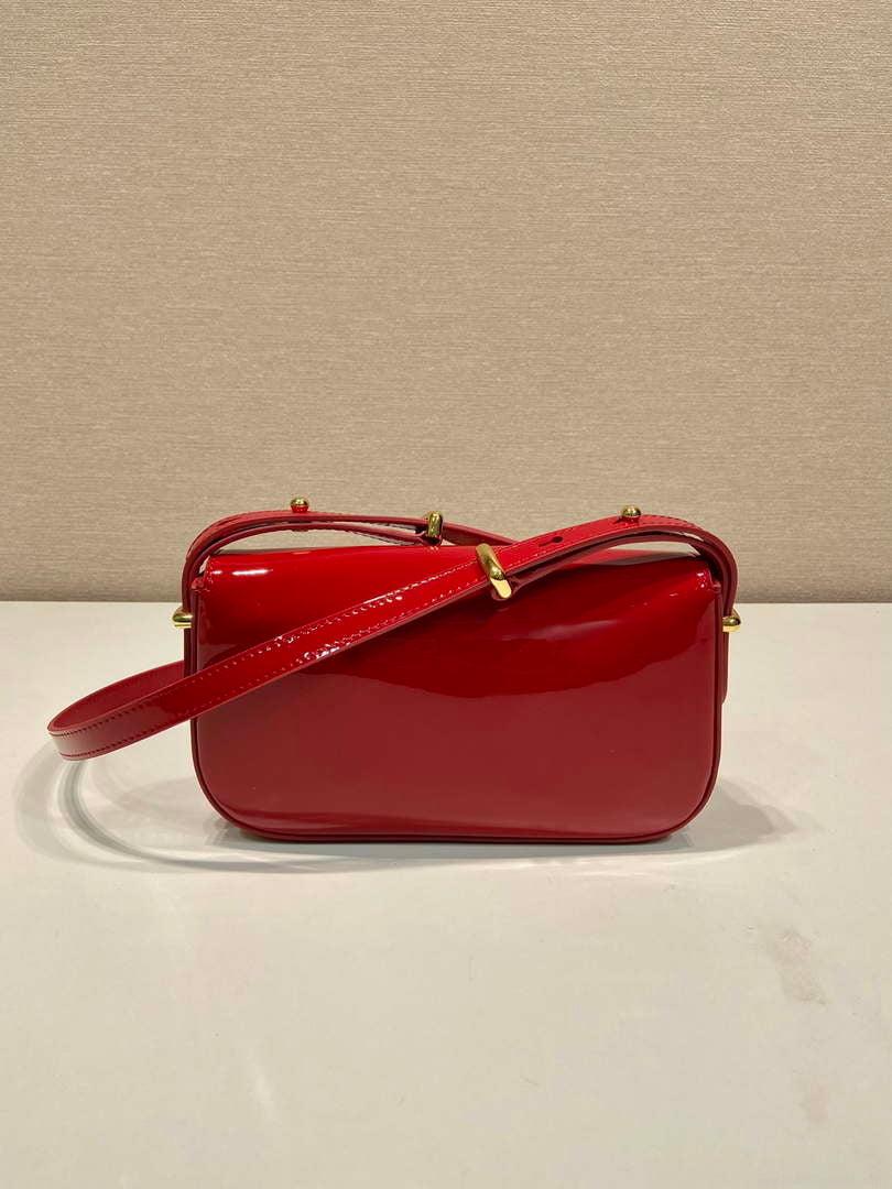 Prada 1BD339 Patent Leather Shoulder Bag Red