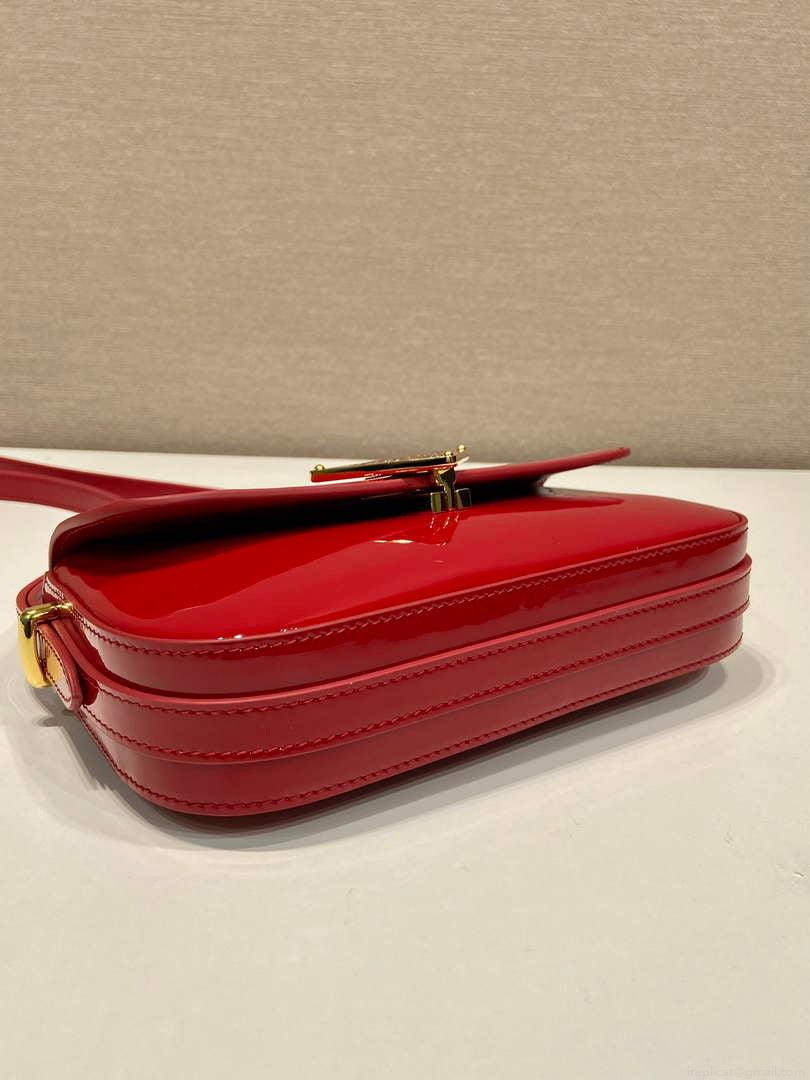 Prada 1BD339 Patent Leather Shoulder Bag Red