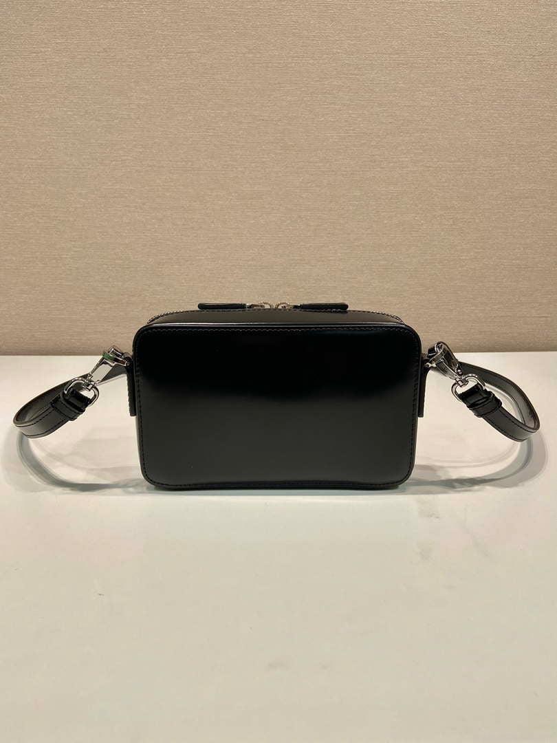 Prada 2VH173 Brique brushed leather bag Black