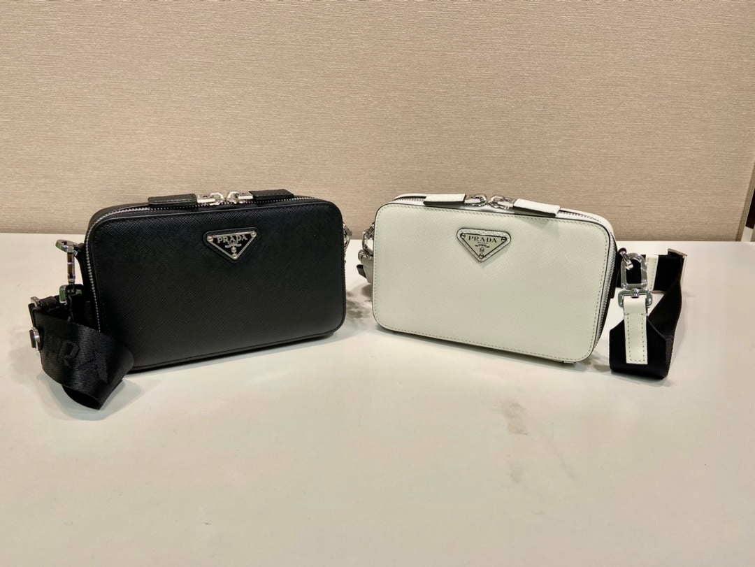 Prada 2VH173 Prada Brique Saffiano leather bag Black