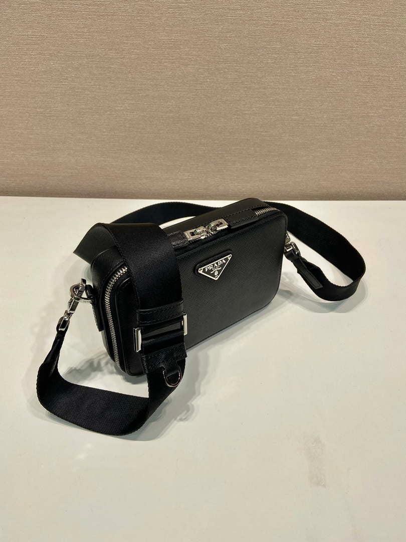 Prada 2VH173 Prada Brique Saffiano leather bag Black