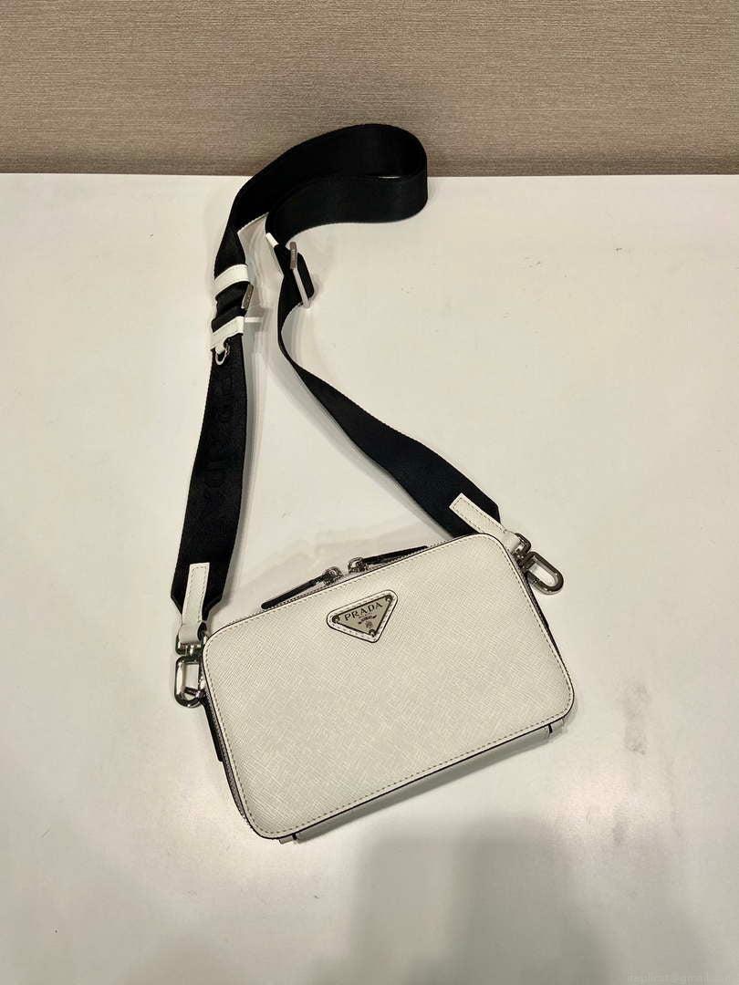 Prada 2VH173 Prada Brique Saffiano leather bag White