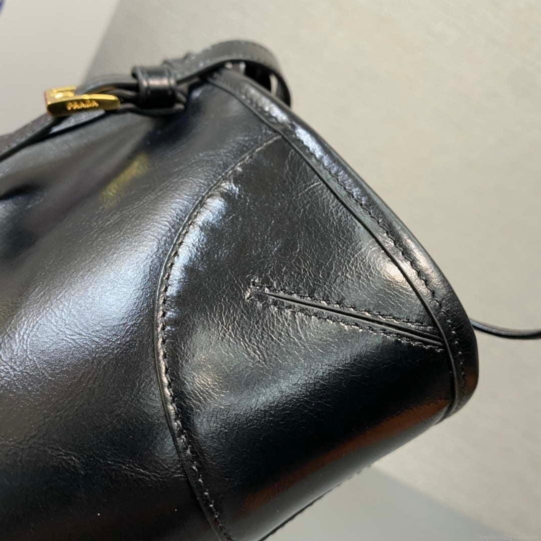 Prada 1BH215 LusSolf leather shoulder bag Black