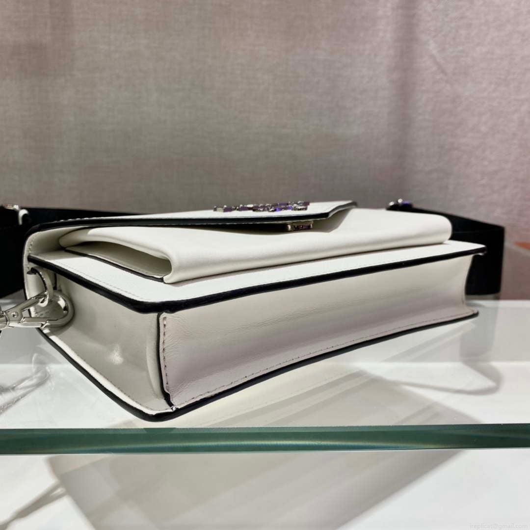 Prada 1BP020 Saffiano leather mini envelope bag White