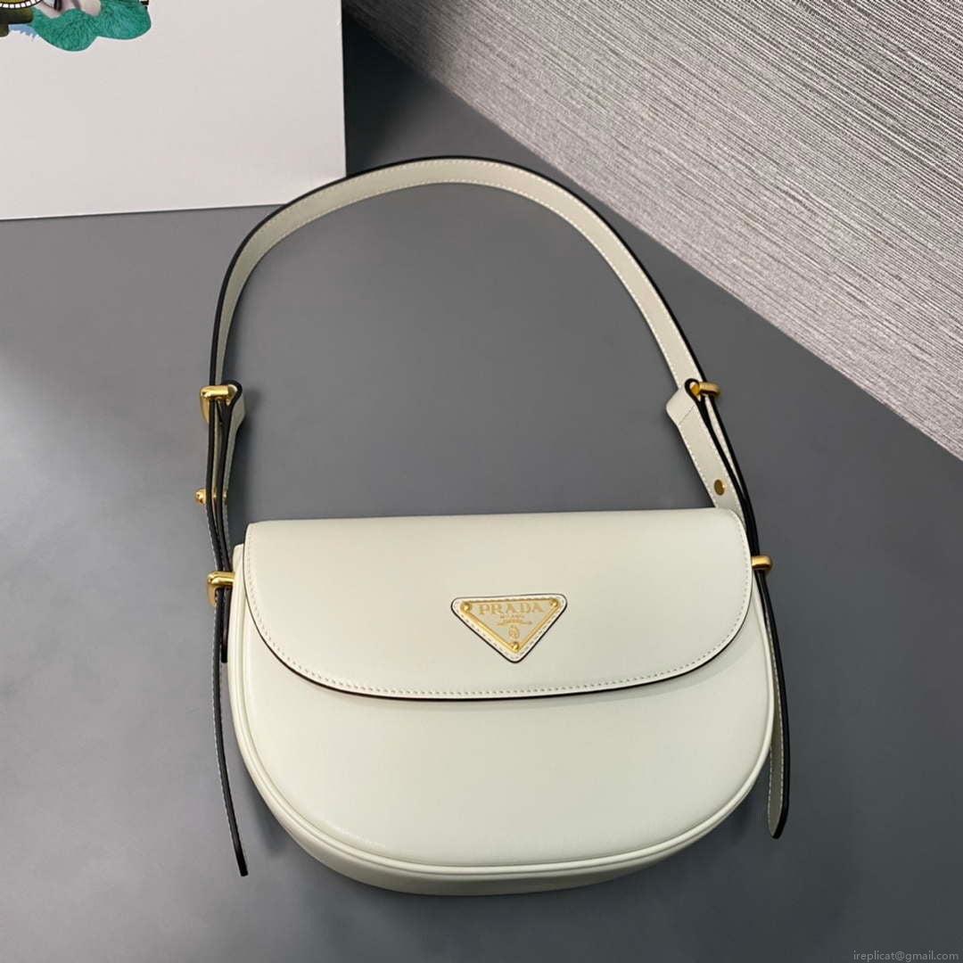 Prada 1BD365 Leather shoulder bag White